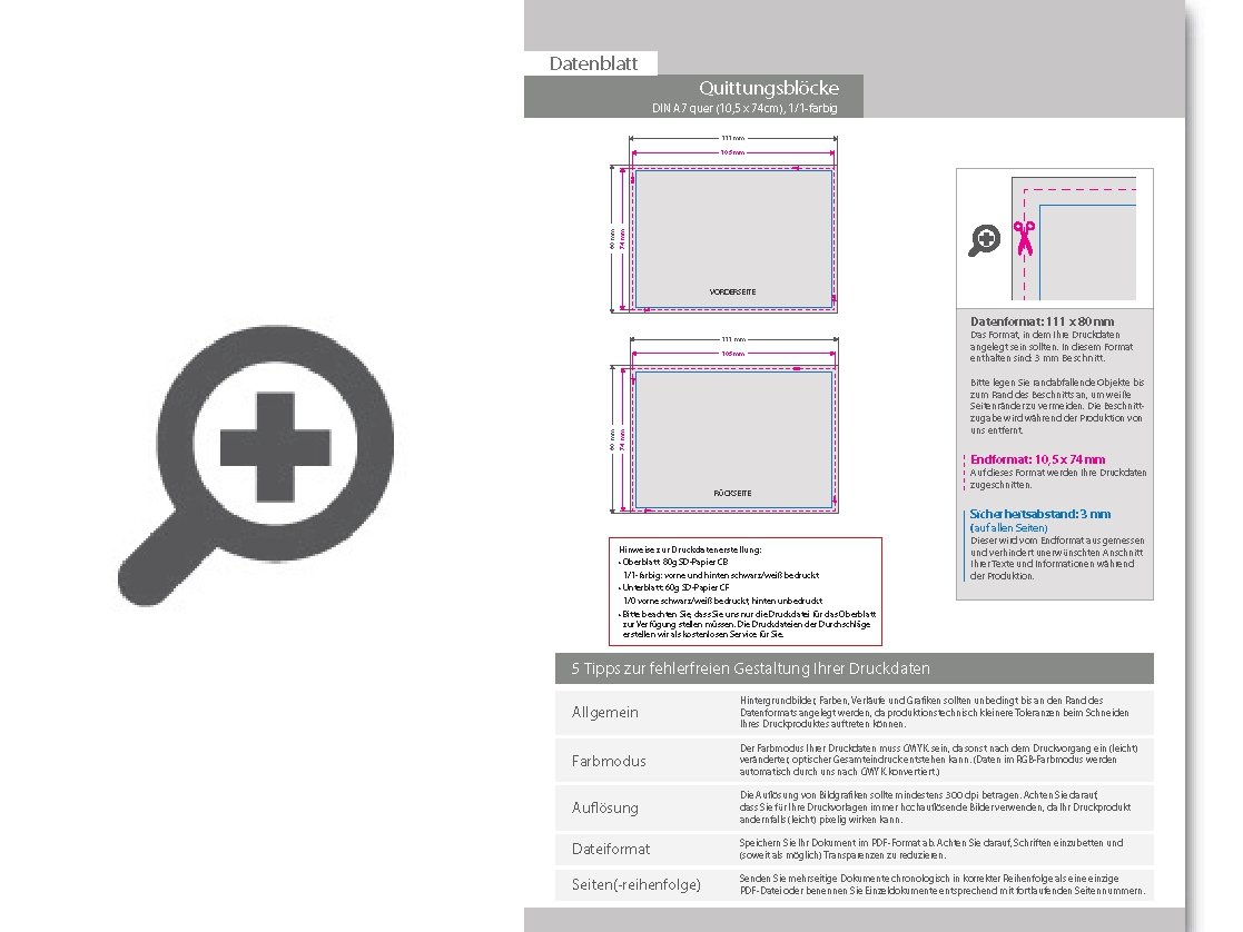 Product Bild quittungsblock_din_a7_quer__6-fach__4_1-farbig__50_s__tze_je_block
