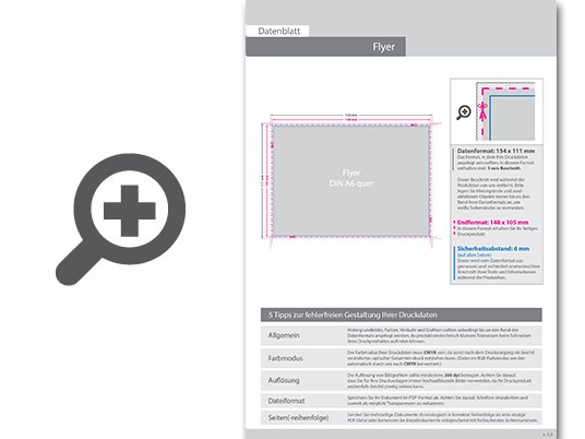Product Bild multiloft-flyer_din_a6_quer_(14_8_cm_x_10_5_cm)_einseitig_folienkaschiert_gl__nzend_und_einseitiger_hei__folienpr__gung_silber__4_0_farbig_(einseitiger_druck)